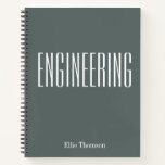 Personalized Engineering Graph Paper Simple Gray Notebook<br><div class="desc">A cute,  trendy notebook to take to engineering class or for homework with a simple,  minimalist cover in forest gray green and space for the school subject and your name to be personalized.</div>