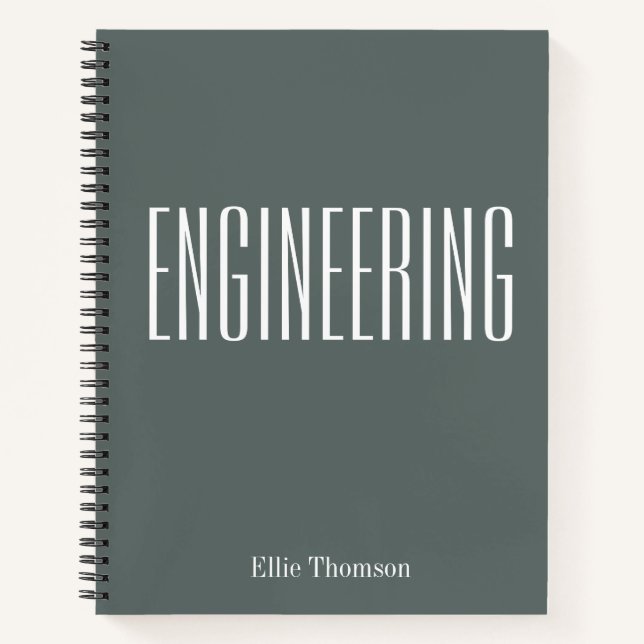 Personalized Engineering Graph Paper Simple Gray Notebook (Front)