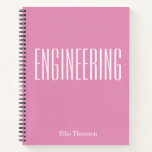 Personalized Engineering Graph Paper Simple Pink Notebook<br><div class="desc">A cute,  trendy notebook to take to engineering class or for homework with a simple,  minimalist cover in pink and space for the school subject and your name to be personalized.</div>