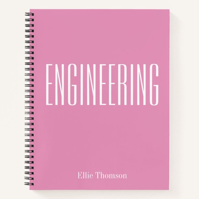 Personalized Engineering Graph Paper Simple Pink Notebook (Front)