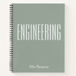 Personalized Engineering Graph Paper Simple Sage Notebook<br><div class="desc">A cute,  trendy notebook to take to engineering class or for homework with a simple,  minimalist cover in pretty sage green and space for the school subject and your name to be personalized.</div>