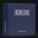 Personalized Engineering Minimalist Navy School 3 Ring Binder<br><div class="desc">Personalized Engineering Minimalist Navy School Binder</div>