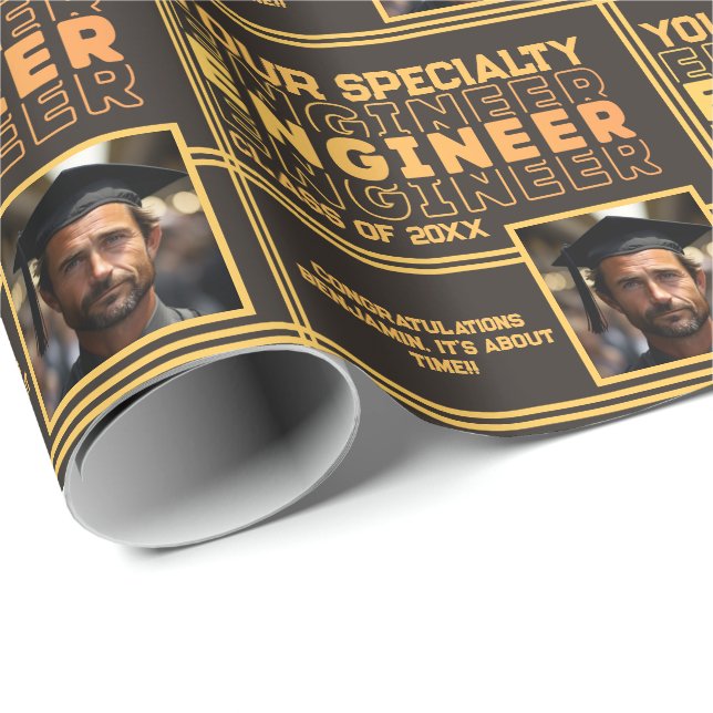 Personalized Engineering Name Graduation Year Wrapping Paper (Roll Corner)