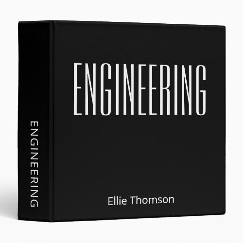 Personalized Engineering School Subject Black 3 Ring Binder