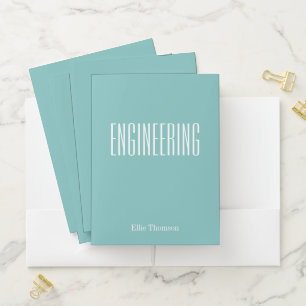 Personalized Engineering Simple Design Aqua Blue Pocket Folder