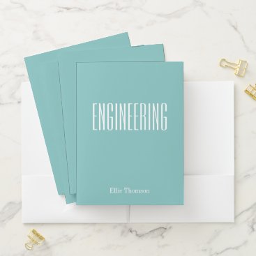 Personalized Engineering Simple Design Aqua Blue Pocket Folder