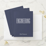 Personalized Engineering Simple Design Navy Blue Pocket Folder<br><div class="desc">A cute,  trendy custom set of pocket folders to take to engineering class or for homework with a simple,  minimalist cover in pretty navy blue and space for the school subject and your name to be personalized.</div>