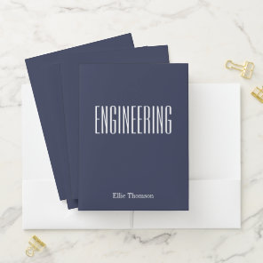 Personalized Engineering Simple Design Navy Blue Pocket Folder