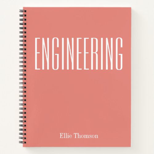 Personalized Engineering Simple Graph Paper Coral Notebook