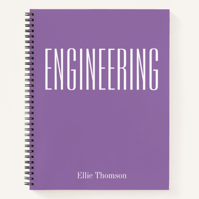 Personalized Engineering Simple Graph Paper Purple Notebook (Front)