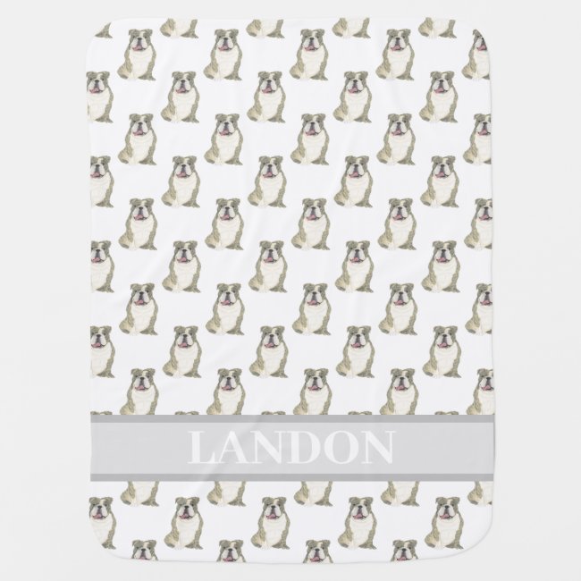 Personalized English Bulldog (Brindle) Baby Blanket