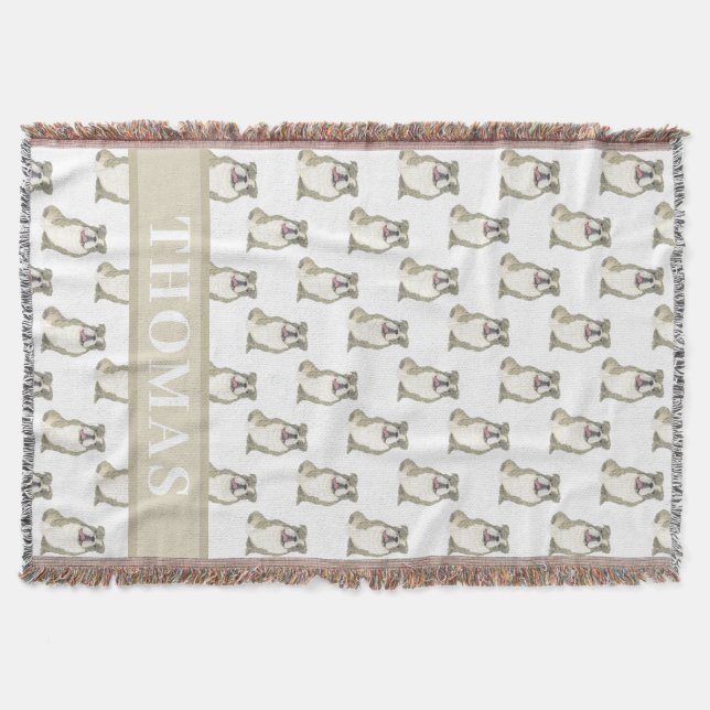 Personalized English Bulldog (Brindle) Throw Blanket (Front)