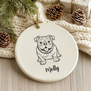 Personalized English Bulldog Dog Christmas Ceramic Ornament