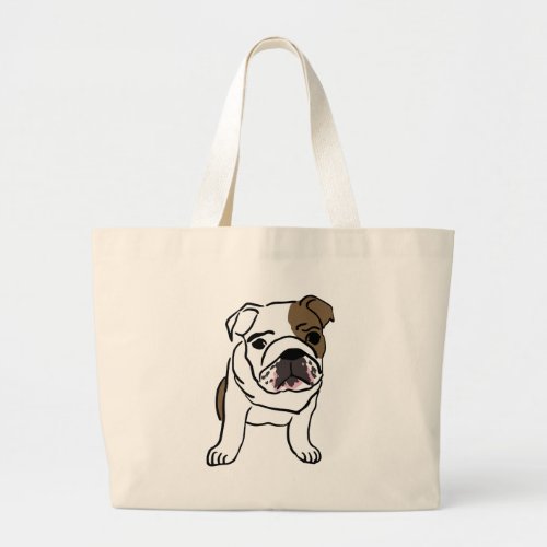 Personalized English Bulldog Puppy Large Tote Bag