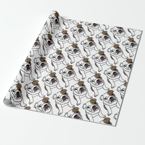 Personalized English Bulldog Puppy Wrapping Paper