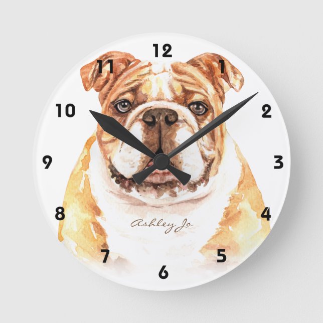 Personalized English Bulldog Square or Round Clock (Front)