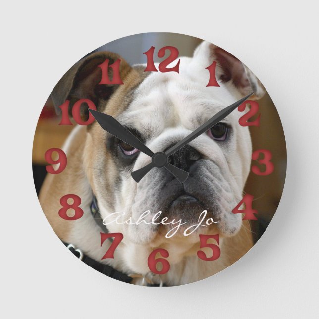 Personalized English Bulldog Wall Clock (Front)
