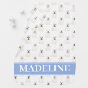 Personalized English Bulldog (White) Baby Blanket