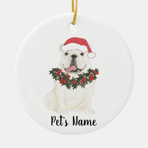 Personalized English Bulldog White Ceramic Ornament