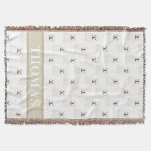 Personalized English Bulldog (White) Throw Blanket