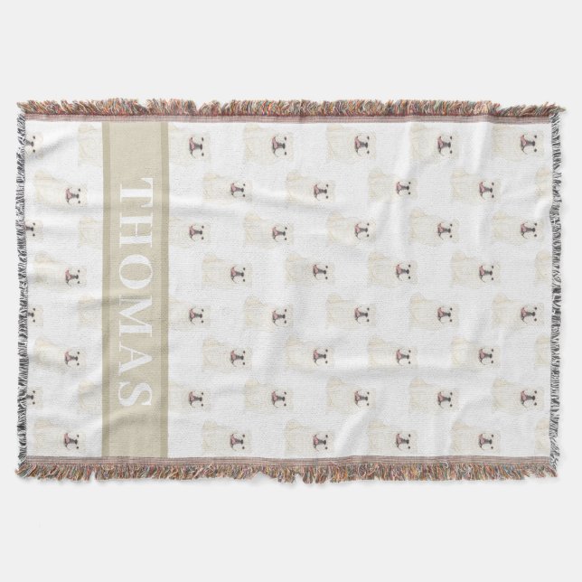 Personalized English Bulldog (White) Throw Blanket (Front)