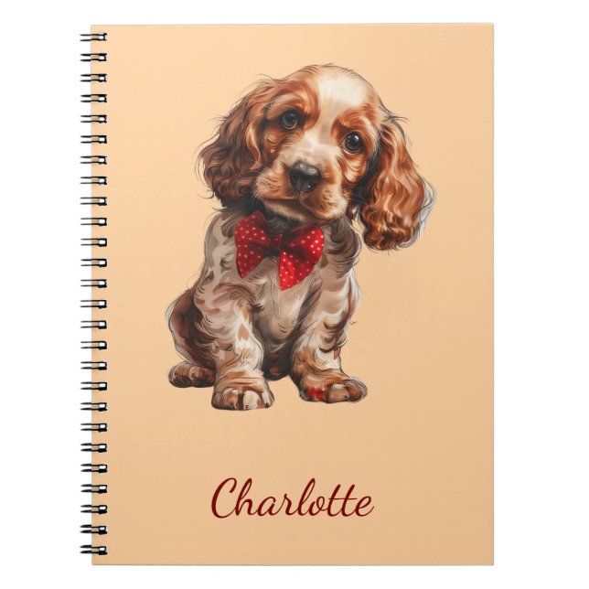 Personalized English Cocker Spaniel Custom Name Notebook (Front)