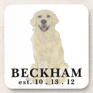 Personalized English Golden Retriever Dog  Beverage Coaster
