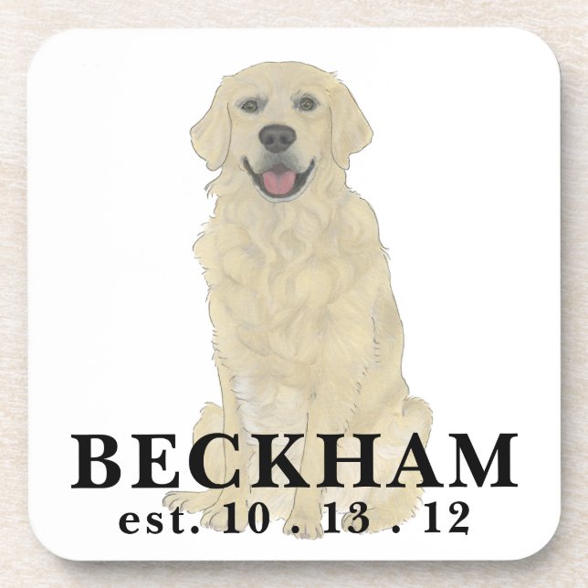 Personalized English Golden Retriever Dog  Beverage Coaster (Front)