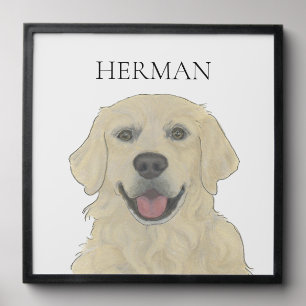 Personalized English Golden Retriever Portrait Art Peel And Stick Photo Tile