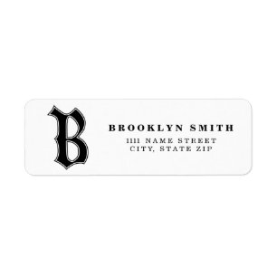 Personalized English Gothic Monogram letter B Label