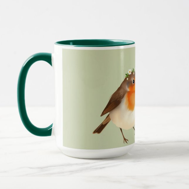 Personalized English Robin Garden Bird Mug (Left)