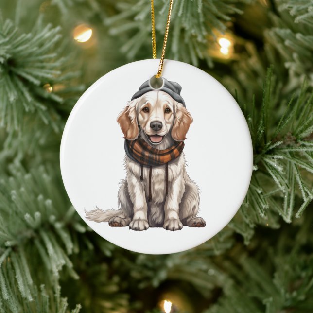 Personalized English Setter Dog Ceramic Ornament (Tree)