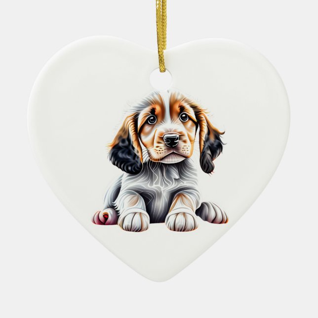 Personalized English Setter Puppy Ceramic Ornament (Front)