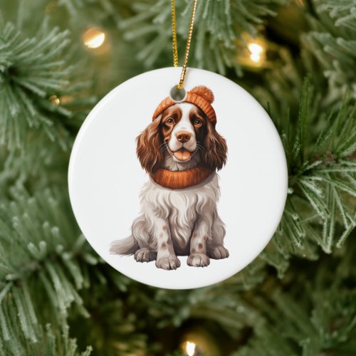 Personalized English Springer Spaniel Dog Art Ceramic Ornament