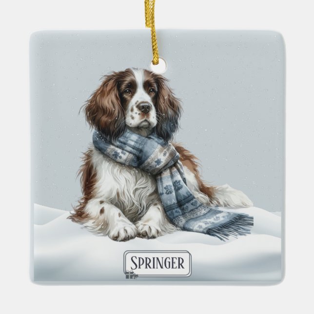 Personalized English Springer Spaniel Ornament (Front)
