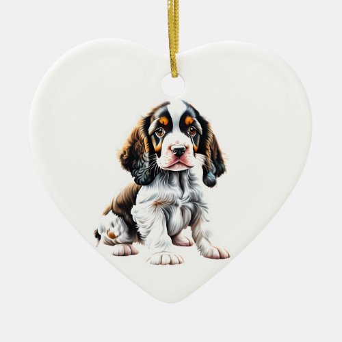Personalized English Springer Spaniel Puppy Ceramic Ornament