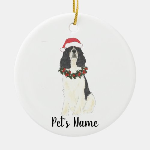 Personalized English Springer Spaniel Tricolor Ceramic Ornament