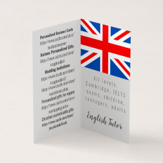 Personalized English Tutor folded business card