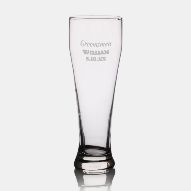 Personalized Engraved Gift for Groomsman Wedding Pilsner Glass (Glassware)