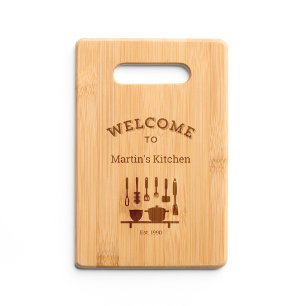 Personalized Engraved Name Welcome Kitchen Bamboo Cutting Board