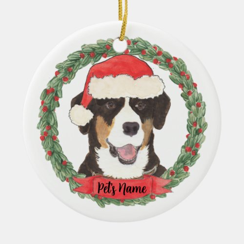 Personalized Entlebucher Mountain Dog Ceramic Ornament