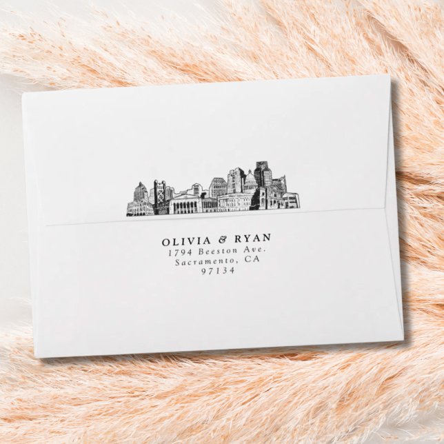 Personalized Envelope Sacramento Skyline Sketch (Personalized Envelope Sacramento Skyline Sketch)