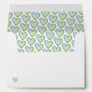 Personalized Envelopes - Green/Blue Hearts