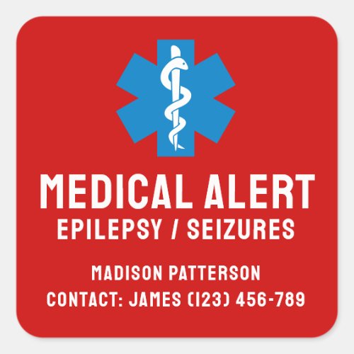 Personalized Epilepsy Emergency Essentials Square Sticker