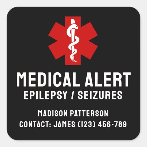 Personalized Epilepsy Emergency Essentials Square Sticker