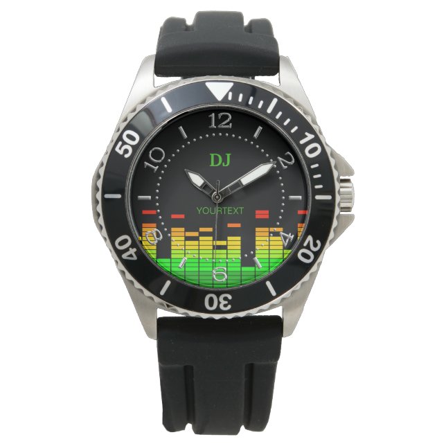 Personalized Equalizer Vibes Beat of DJ Music dial Watch (Front)