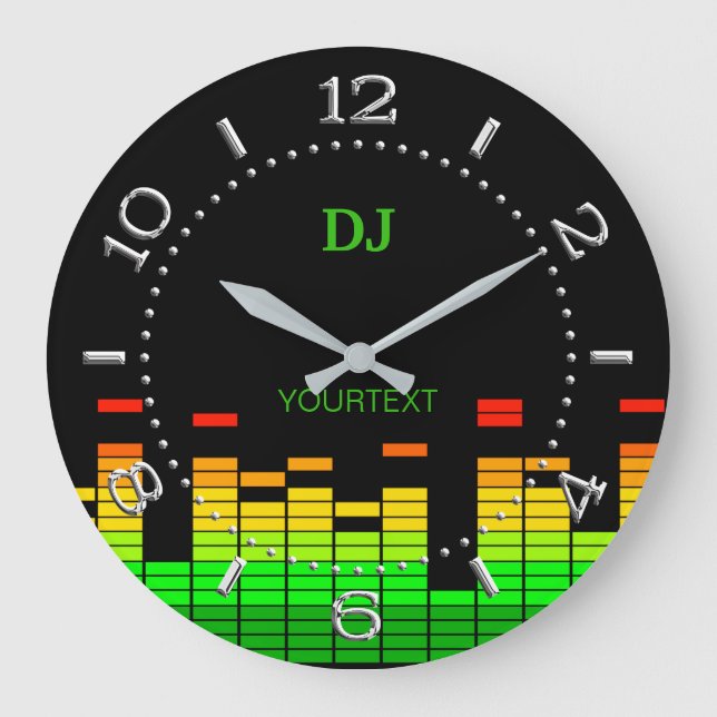 Personalized Equalizer Vibes Beat of DJ Music on a Large Clock (Front)