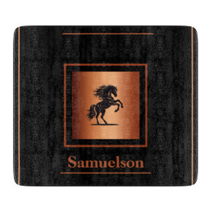 Personalized Equestrian Copper-Embellished  Cutting Board