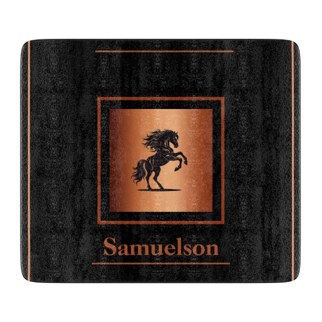 Personalized Equestrian Copper-Embellished  Cutting Board (Front)