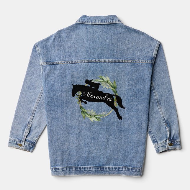 Personalized Equestrian Horse Riding Custom Name  Denim Jacket (Back)
